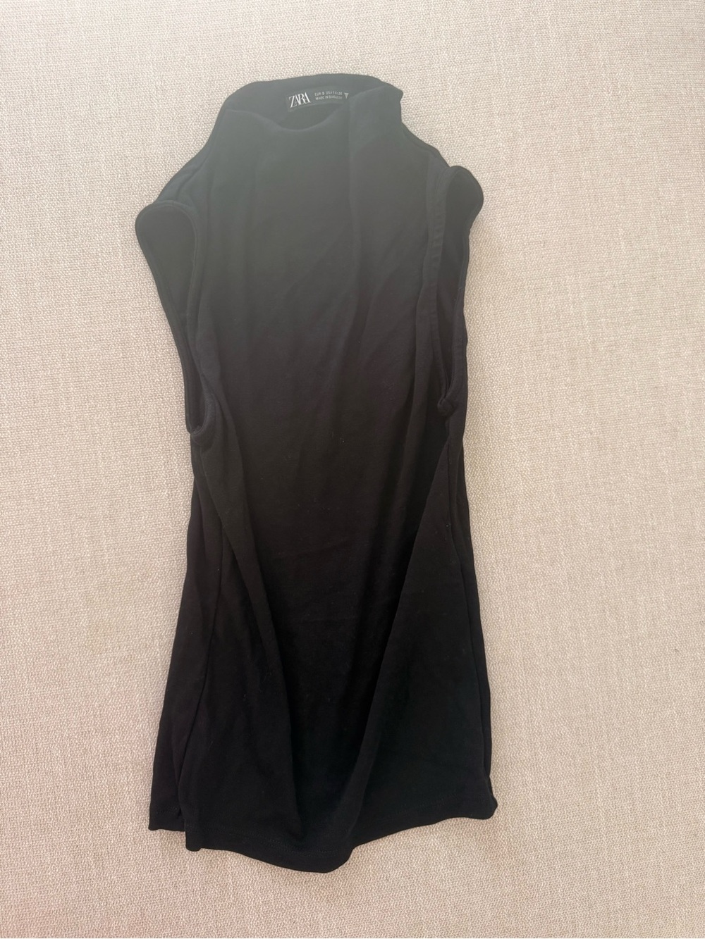 Zara Black Sleeveless Mock Neck Top
